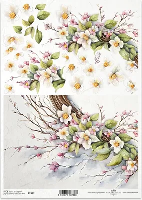 Image de ITD Papier de riz découpage Papier de bricolage Technique de la serviette-R2382 Fleurs de printemps