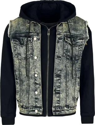 Produktbild von Black Premium by EMP Herren schwarz/blaue Kapuzenjacke mit Reißverschluss XXL
