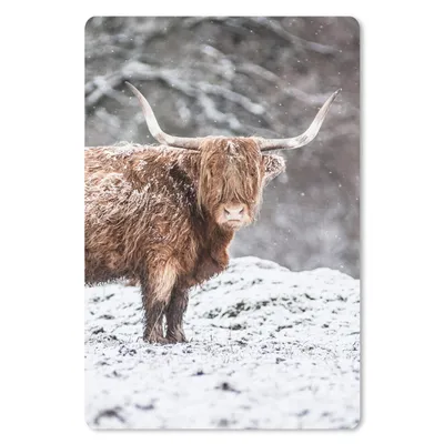Produktbild von MuchoWow® Mauspad Mousepad Schottischer Highlander - Baum - Schnee 18x27 cm - Mousepads - Maus Mat - Pad - Mausunterlage