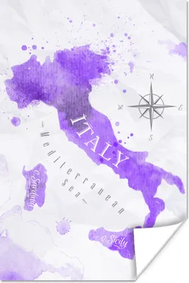 Produktbild von MuchoWow® Poster Karten - Italien - Farbe 80x120 cm - Papierdruck