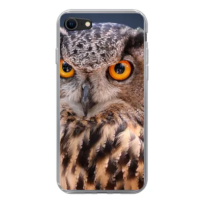 Produktbild von MuchoWow® Handyhülle Schutzhülle Hülle für iPhone 8 Eine Nahaufnahme einer braunen Eule Silikon Softcase Handy Hülle - Schutzhaube