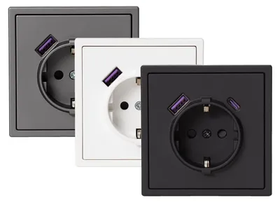 Produktbild von Schuko Steckdose Typ F mit USB Anschluss Luxe 990 Weiß