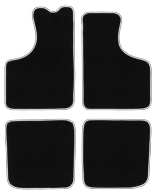 Obrázek produktu pro Velurové autokoberce pro: Skoda 105 / 120 / 130 1976-1990 (sedan) – sada 4 ks, černo-stříbrné, na míru – Wielganizator CARLUX