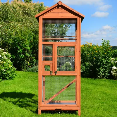 Produktbild von zooprinz Vogelvoliere Modell M | 72x168x63cm (BxHxT) | Kiefernholz | Wetterfest | Kotschublade