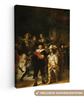 Obrázek produktu pro OneMillionCanvasses® - Obraz na plátně - Noční hlídka - Obraz od Rembrandt van Rijn, nástěnná malba, nástěnné dekorace obrazy obývací pokoj, 30x40cm