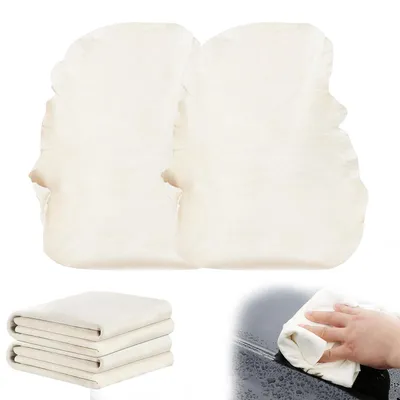 Produktbild von Ledertuch 2 Stück 30x40cm Hirschleder Fensterleder Saugfähig Streifenfrei Trockentuch