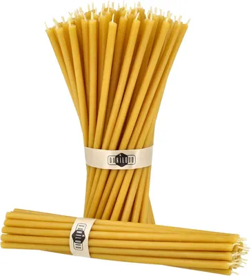 Productafbeelding van Beeswax Candles - No-Drip, Smoke-Less, Tall, Thin Taper Candles – Decorative Candles for Church Prayer