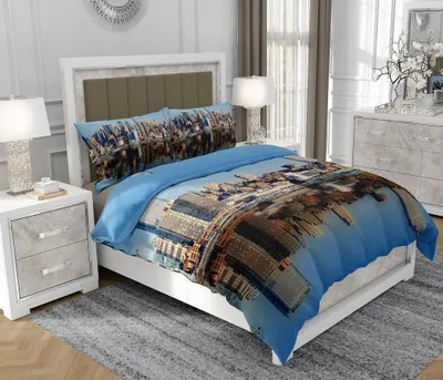 Obrázok produktu pre Obliečky 200x220 cm + 2x70x80 cm, 3-dielna súprava, 100% bavlna (bavlnený satén), zips, abstraktný, viacfarebná - SOVIO | So.0109