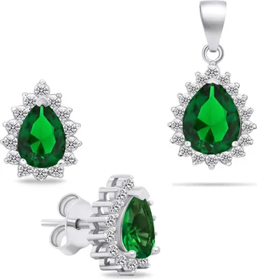 Immagine prodotto di Set di gioielli in argento con zirconi SET226WG (orecchini, ciondolo)