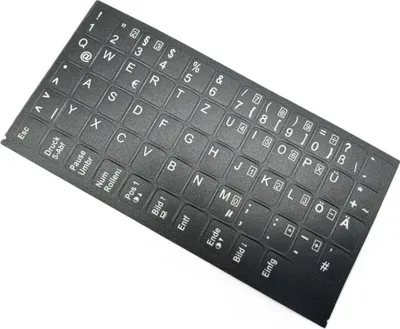 Immagine prodotto di Adesivi per tastiera TEDESCO - nero MATT 58 tasti 1,1 cm x 1,3 cm autoadesivi compatibili per laptop, PC, notebook