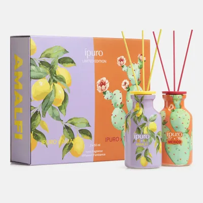 Image de ipuro x Amalfi & Mexico, coffret de diffuseurs d'ambiance, 2 x 50 ml - Coffret de parfums fruités et floraux avec des notes d'agrumes