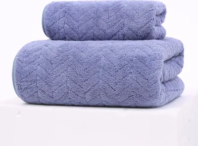 Produktbild von FEBE Handtücher Badetüch Set Violett Mikrofaser Frottier Waschlappen 70x140 cm 35x75 cm Towel Set Badezimmer Deko 2er Pack