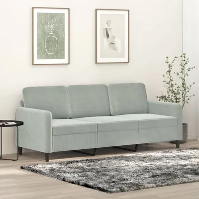 Image de vidaXL Canapé 3 places gris clair 180 cm velours