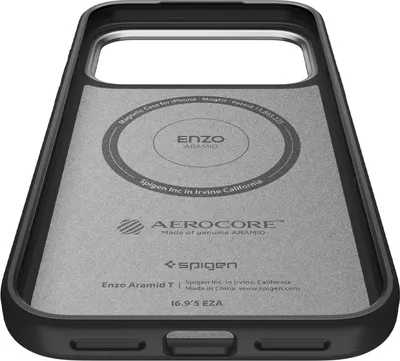 Zdjęcie produktu dla Spigen Enzo Aramid T (MagFit), Pokrowiec, Apple, iPhone 17 Pro, 16 cm (6.3"), Czarny, Srebrny