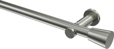 Produktbild von Interdeco Gardinenstange / Vorhangstange Edelstahl-Optik, Typ Platon Sitra (Konus) ohne Ringe, 20 mm Ø 1-läufig, 240 cm