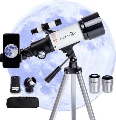 Produktbild von Teleskop, Astronomie-Teleskop für Erwachsene und Kinder, für Anfänger, mit 70 mm Öffnung, 400 mm Brennweite, AZ-Montierung, Refraktorteleskop mit Stativ, Sucherfernrohr und Telefonadapter