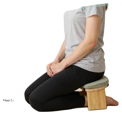 Productafbeelding van Opvouwbare meditatiebank, bamboe en fluweelzachte vulling, 43,9 x 19,1 x 21,1 cm, draagvermogen 180 kg, zachte bekleding, draagbaar ontwerp
