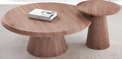 Immagine prodotto di Set da salotto marrone – Tavolino rotondo, tavolino ausiliario in legno