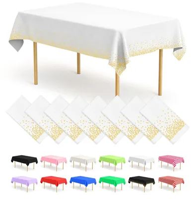 Produktbild von Einweg-Tischdecke Kunststoff, weiß-gold, 274 x 137 cm, für Feiern