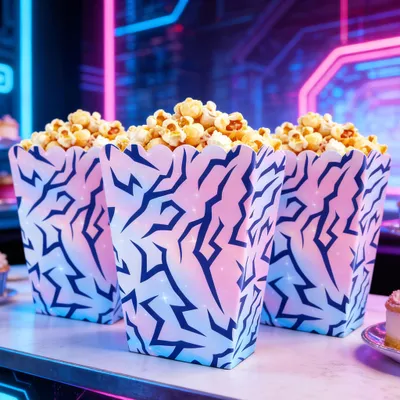 Popcorndose mit Regenbogen-Verlauf, Musikmotiv, 12 Stück