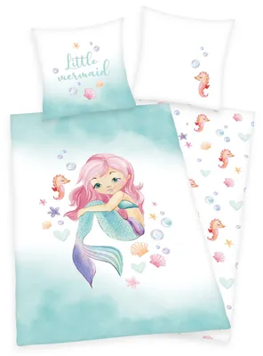Immagine prodotto di Set di biancheria da letto Mermaid 80 x 80 cm / 135 x 200 cm 100% cotone