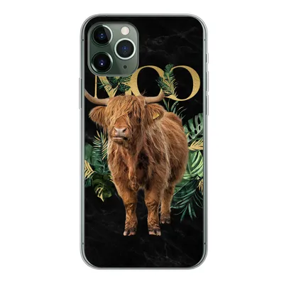 Produktbild von MuchoWow® Handyhülle Schutzhülle Hülle für iPhone 11 Pro Zauberspruch - Schottischer Hochländer - Pflanzen Silikon Softcase Handy Hülle - Handy