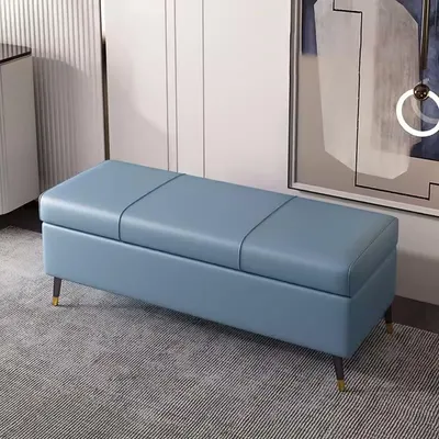 Immagine prodotto di Panca portaoggetti blu, 100 cm, con spazio contenitore