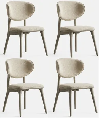 Immagine prodotto di Sedie moderne per cucina, con schienale imbottito, colore beige, struttura in legno, Immagine generata dall'IA