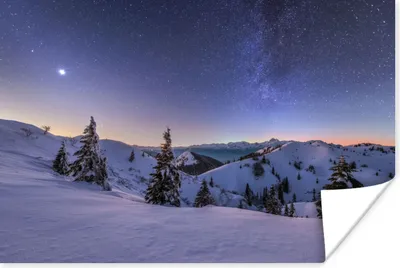 Produktbild von MuchoWow® Poster Winter - Schnee - Nacht - Bäume 120x80 cm - Bilder
