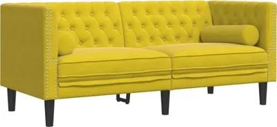 Obrázok produktu pre 2-miestna pohovka Chesterfield s opierkami žltá zamat