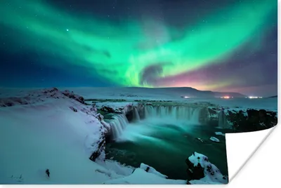 Produktbild von MuchoWow® Poster Nordlichter - Schnee - Natur - Island 90x60 cm - Schlafzimmer