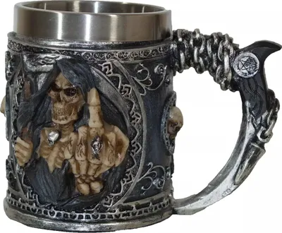 Produktbild von Gothic Becher Humpen Kelch Sensemann Stinkefinger Krug Trinkbecher Skull