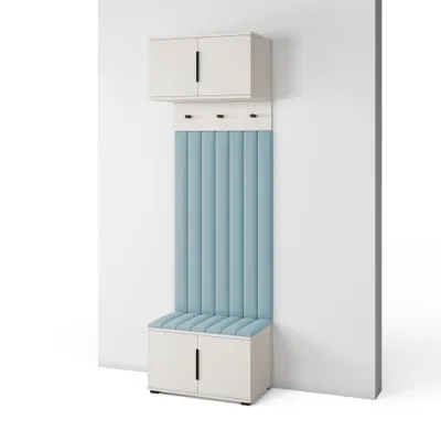 Produktbild von Garderoben-Set Napoli Version 15: Schuhschrank mit Polsterpaneelen, Hängeschrank für Flur und Eingangsbereich (Cashmere/Trinity 22)
