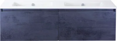 Produktbild von Sanox Badmöbel-Set Frozen BxHxT 141 x 42 x 46 cm Frontfarbe betonanthrazit mit Doppel-Waschtisch Keramik weiß 75735241