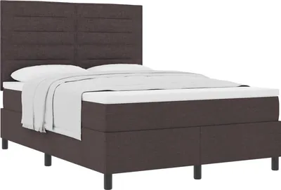Immagine prodotto di vidaXL Letto a molle con materasso marrone scuro 140 x 190 cm tessuto