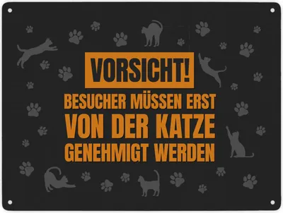 Produktbild von Besucher müssen erst von der Katze genehmigt werden Metallschild XXL