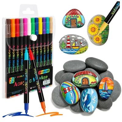 Malmaterial: 18 Steine 4-6 cm zum Bemalen