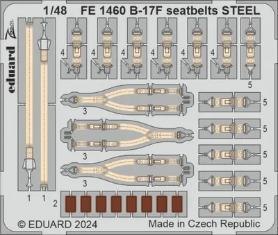 Produktbild von Eduard Accessories FE1460 - 1:48 B-17F seatbelts STEEL - Neu
