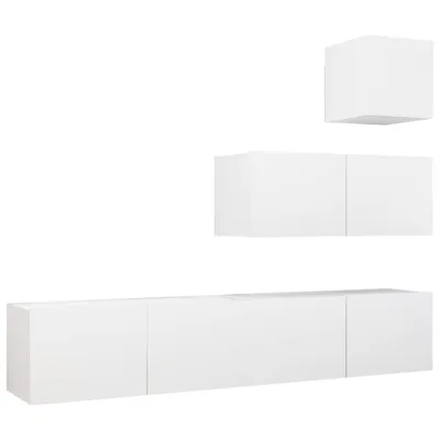 Produktbild von vidaXL 4-tlg. TV-Schrank-Set Weiß Holzwerkstoff