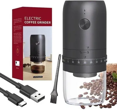Immagine prodotto di Macinacaffè elettrico portatile con impostazioni di macinatura regolabili - ideale per i viaggi e l'ufficio