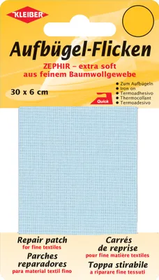 Produktbild von KLEIBER Zephir-Aufbügel-Flicken 300 x 60 mm hellblau