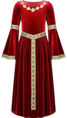 Immagine prodotto di Abito da principessa rinascimentale per bambina - Abito lungo in velluto in stile medievale (taglia 116) - Perfetto per Halloween, Carnevale e feste in maschera