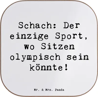 Produktbild von Mr. & Mrs. Panda Untersetzer für Gläser Spruch Schach Sport - Weiß - Geschenk, Sportler, Geschenke, Konzentration, gläseruntersetzer, Tischschoner, Coaster, Teamsport