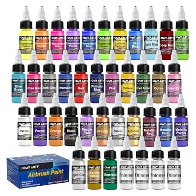 Produktbild von Airbrushfarbe, 36 Farben 4 dünnerer Farbset, Wasserpinselfarben auf Wasserbasis, Ready Spray, 20 ml/Flasche
