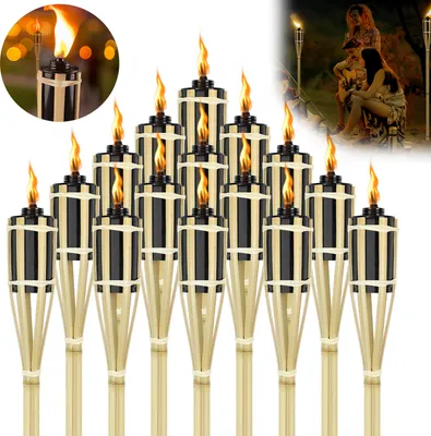 Obrázok produktu pre UISEBRT 36x Záhradné pochodne Sada lámp Pochodeň Olejový knôt 90 cm Bambusové olejové pochodne pre vonkajšie lampy Olej pre pochodne Plamene Fire Party Deco