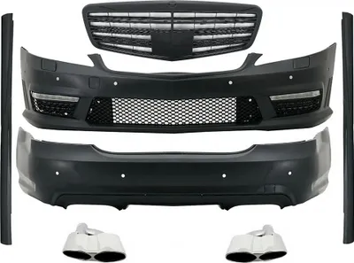 Produktbild von Bodykit für Mercedes S W221 2005-2011 Kühlergrill Glänzend schwarz Auspuff Tipps.
