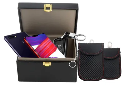 Imagen del producto de Set de caja y pouch Faraday para bloqueo de señales