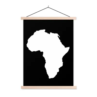 Obrázek produktu pro MuchoWow® Textilní plakát - Mapa - Afrika - černobílá - 120x160cm - S hnědými lamelami