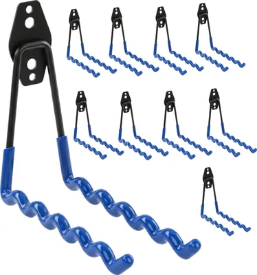 Immagine prodotto di Set di 10 ganci da parete BOTLE, ganci per attrezzi, per utensili elettrici, forma ondulata 19 cm, con rivestimento in PVC, per garage, capanni, supporto per biciclette o tubi da giardino, ganci doppi, portata fino a 25 kg
