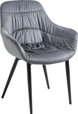 Produktbild von SalesFever Armlehnstuhl mit Wabensteppung | Bezug Samt | Beine Metall pulverbeschichtet | B 63 x T 61 x H 81,5 cm | grau – schwarz